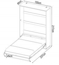 Bed Concept - Postelja v omari Lenart - Concept Pro 01 - 140x200 cm - bela sijaj 