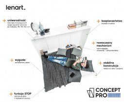 Postelja v omari Lenart - Concept Pro 01 - 140x200 cm - bela sijaj 