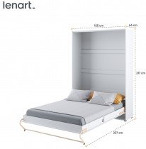 Postelja v omari Lenart - Concept Pro 01 - 140x200 cm - bela sijaj 