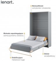 Bed Concept - Postelja v omari Concept Pro CP-02 - 120x200 cm - siva