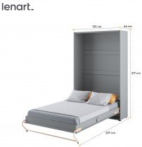 Bed Concept - Postelja v omari Concept Pro CP-02 - 120x200 cm - siva