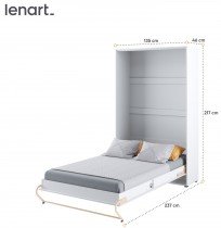 Bed Concept - Postelja v omari Lenart - Concept Pro 02 - 120x200 cm - bela sijaj 
