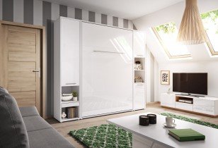 Bed Concept - Postelja v omari Concept Pro CP-03 - 90x200 cm - bela sijaj