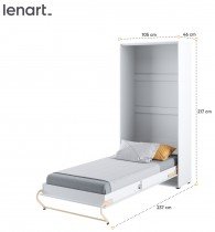 Bed Concept - Postelja v omari Concept Pro CP-03 - 90x200 cm - bela sijaj