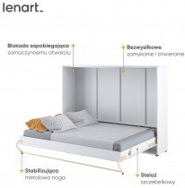 Bed Concept - Postelja v omari Lenart - Concept Pro 04 - 140x200 cm - bela