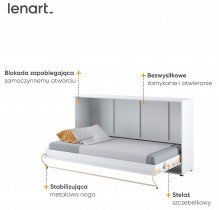 Bed Concept - Postelja v omari Lenart - Concept Pro 06 - 90x200 cm - bela sijaj