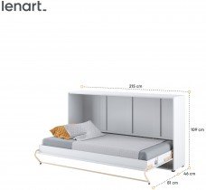 Bed Concept - Postelja v omari Lenart - Concept Pro 06 - 90x200 cm - bela sijaj