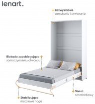Bed Concept - Postelja v omari Lenart - Concept Pro 02 - 120x200 cm - bela