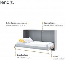 Bed Concept - Postelja v omari Concept Pro CP-06 - 90x200 cm - siva