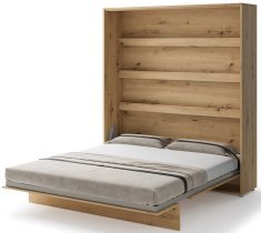 Bed Concept - Komplet postelja v omari, bež vzglavje, bež trosed, omare, Led, vzmetnica Bed Concept BC-13 - 180x200 cm - artisan hrast