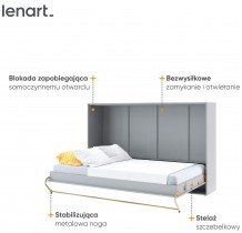 Bed Concept - Postelja v omari Lenart - Concept Pro 05 - 120x200 cm - siva