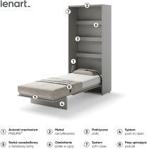 Bed Concept - Postelja v omari Bed Concept BC-03 - 90x200 cm - siva