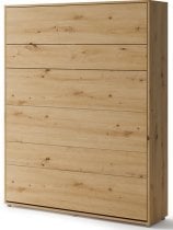 Bed Concept - Komplet postelja v omari, modro vzglavje, moder trosed, LED, vzmetnica Lenart - Bed Concept BC-12 - 160x200 cm - artisan hrast