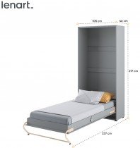 Bed Concept - Postelja v omari Lenart - Concept Pro 03 - 90x200 cm - siva