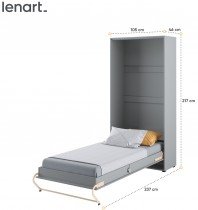 Bed Concept - Postelja v omari Concept Pro CP-03 - 90x200 cm - siva