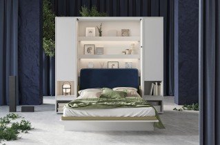 Bed Concept - Oblazinjeno vzglavje BC-17 za posteljo v omari BC-12 - modro