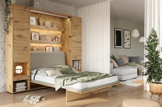 Bed Concept - Oblazinjeno vzglavje BC-16 za posteljo v omari BC-01 - siva
