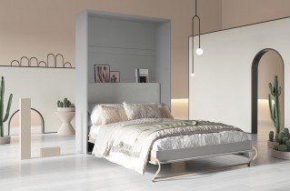 Bed Concept - Oblazinjeno vzglavje CP-12 za posteljo v omari CP-01 - bež - negorljiva tkanina 