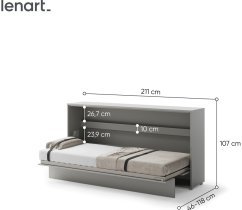 Bed Concept - Postelja v omari Bed Concept BC-06 - 90x200 cm - siva
