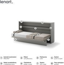 Bed Concept - Postelja v omari Bed Concept BC-06 - 90x200 cm - siva