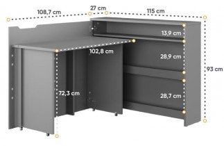 Bed Concept - Zložljiva pisalna miza CW-01 - siva