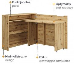 Bed Concept - Zložljiva pisalna miza CW-01 - artisan hrast