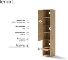 Bed Concept - Komplet postelja v omari, zelen dvosed, omare, Led, vzmetnica Bed Concept BC-01 - 140x200 cm - artisan hrast