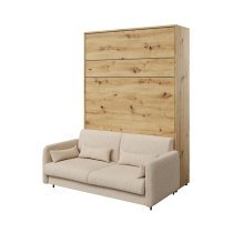 Bed Concept - Komplet postelja v omari, bež vzglavje, bež dvosed, omare, Led, vzmetnica Bed Concept BC-01 - 140x200 cm - artisan hrast