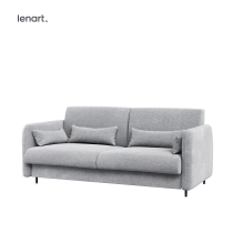 Bed Concept - Komplet postelja v omari, sivo vzglavje, siv dvosed, omare, Led, vzmetnica Bed Concept BC-01 - 140x200 cm - bela