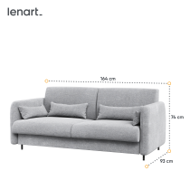 Bed Concept - Komplet postelja v omari, sivo vzglavje, siv dvosed, omare, Led, vzmetnica Bed Concept BC-01 - 140x200 cm - bela