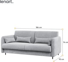 Bed Concept - Komplet postelja v omari, sivo vzglavje, siv trosed, LED, vzmetnica Lenart - Bed Concept BC-12 - 160x200 cm - bela