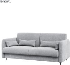 Bed Concept - Komplet postelja v omari, sivo vzglavje, siv trosed, LED, vzmetnica Lenart - Bed Concept BC-12 - 160x200 cm - bela