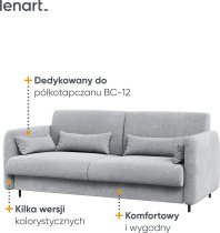 Bed Concept - Komplet postelja v omari, sivo vzglavje, siv trosed, LED, vzmetnica Lenart - Bed Concept BC-12 - 160x200 cm - bela
