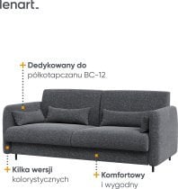 Bed Concept - Komplet postelja v omari, grafit vzglavje, grafit trosed, LED, vzmetnica Lenart - Bed Concept BC-12 - 160x200 cm - bela