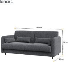 Bed Concept - Komplet postelja v omari, grafit vzglavje, grafit trosed, LED, vzmetnica Lenart - Bed Concept BC-12 - 160x200 cm - bela