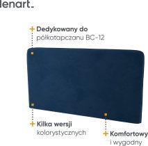 Bed Concept - Komplet postelja v omari, modro vzglavje, modri trosed, LED, vzmetnica Lenart - Bed Concept BC-12 - 160x200 cm - bela