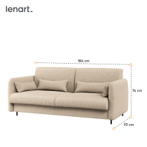Bed Concept - Komplet postelja v omari, bež vzglavje, bež trosed, LED, vzmetnica Lenart - Bed Concept BC-12 - 160x200 cm - bela