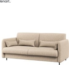 Bed Concept - Komplet postelja v omari, bež vzglavje, bež trosed, LED, vzmetnica Lenart - Bed Concept BC-12 - 160x200 cm - bela