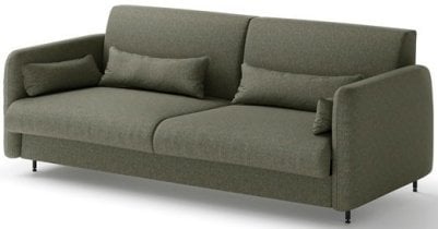 Bed Concept - Komplet postelja v omari, zeleno vzglavje, zelen trosed, LED, vzmetnica Lenart - Bed Concept BC-12 - 160x200 cm - bela