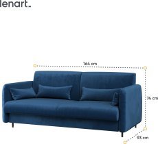 Bed Concept - Komplet postelja v omari, modro vzglavje, moder dvosed, omare, Led, vzmetnica Bed Concept BC-01 - 140x200 cm - artisan hrast