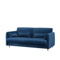Bed Concept - Komplet postelja v omari, modro vzglavje, moder trosed, omare, Led, vzmetnica Bed Concept BC-13 - 180x200 cm - bela