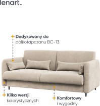 Bed Concept - Komplet postelja v omari, bež vzglavje, bež trosed, omare, Led, vzmetnica Bed Concept BC-13 - 180x200 cm - artisan hrast