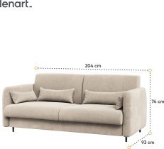 Bed Concept - Komplet postelja v omari, bež vzglavje, bež trosed, omare, Led, vzmetnica Bed Concept BC-13 - 180x200 cm - artisan hrast