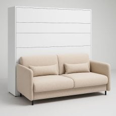 Komplet postelja v omari, bež vzglavje, bež trosed, Led, vzmetnica Bed Concept 13 - 180x200 cm - bela
