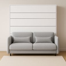 Komplet postelja v omari, sivo vzglavje, siv trosed, Led, vzmetnica Bed Concept 13 - 180x200 cm - bela