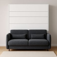 Komplet postelja v omari, grafit vzglavje, grafit trosed, Led, vzmetnica Bed Concept 13 - 180x200 cm - bela