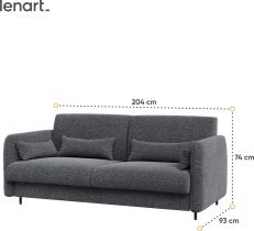 Bed Concept - Komplet postelja v omari, grafit vzglavje, grafit trosed, Led, vzmetnica Bed Concept BC-13 - 180x200 cm - artisan hrast