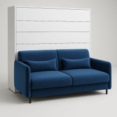 Komplet postelja v omari, modro vzglavje, moder trosed, Led, vzmetnica Bed Concept 13 - 180x200 cm - bela