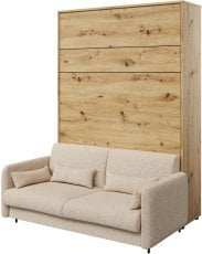 Komplet postelja v omari, bež vzglavje, bež trosed, Led, vzmetnica Bed Concept 13 - 180x200 cm - artisan hrast