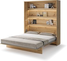 Bed Concept - Komplet postelja v omari, sivo vzglavje, siv trosed, Led, vzmetnica Bed Concept BC-13 - 180x200 cm - artisan hrast